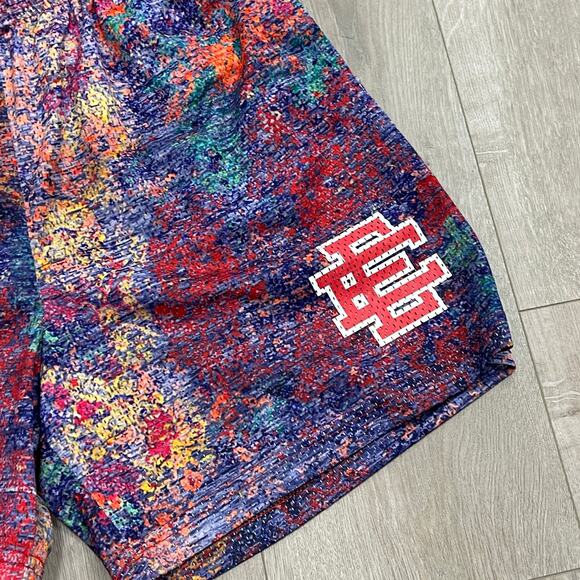 Eric Emanuel EE Rug Pattern Basic Shorts size Large L Blue Purple Red B4 - Picture 2 of 7